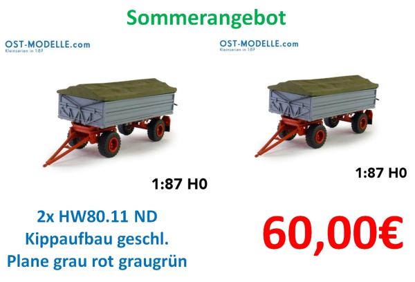 Set 2 Stück HW 80.11 ND Kippaufbau mit geschlossener Plane